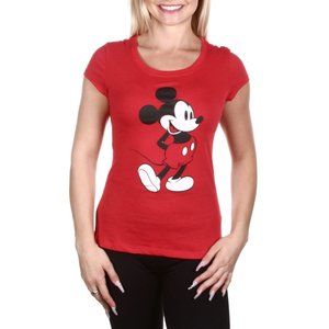 Disney Mickey Mouse Tee Womens Top Classic TShirt Retro Shirt Red S M L XL